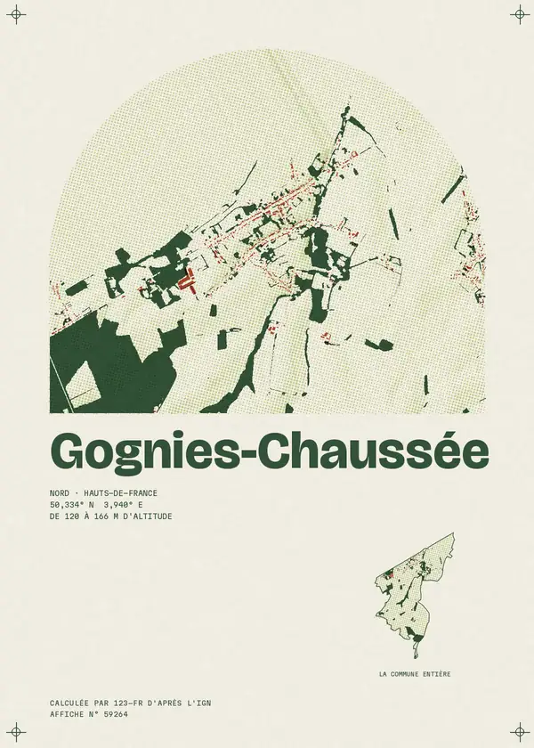 Affiche de Gognies-Chaussée, calculée par 123-fr d'après l'IGN