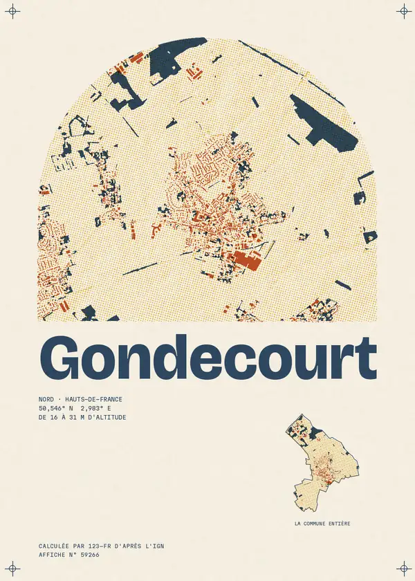 Affiche de Gondecourt, calculée par 123-fr d'après l'IGN