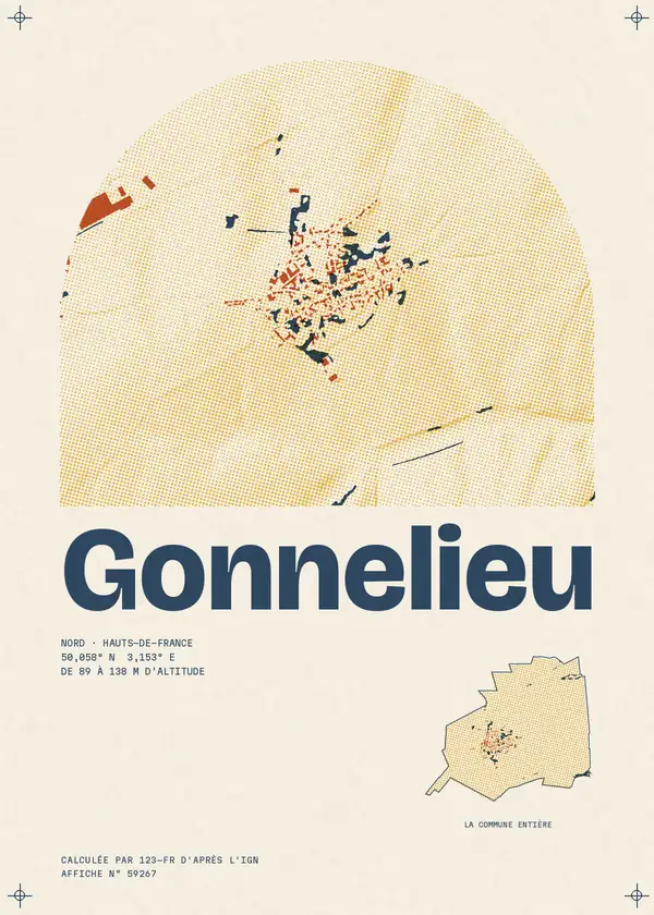 Affiche de Gonnelieu, calculée par 123-fr d'après l'IGN