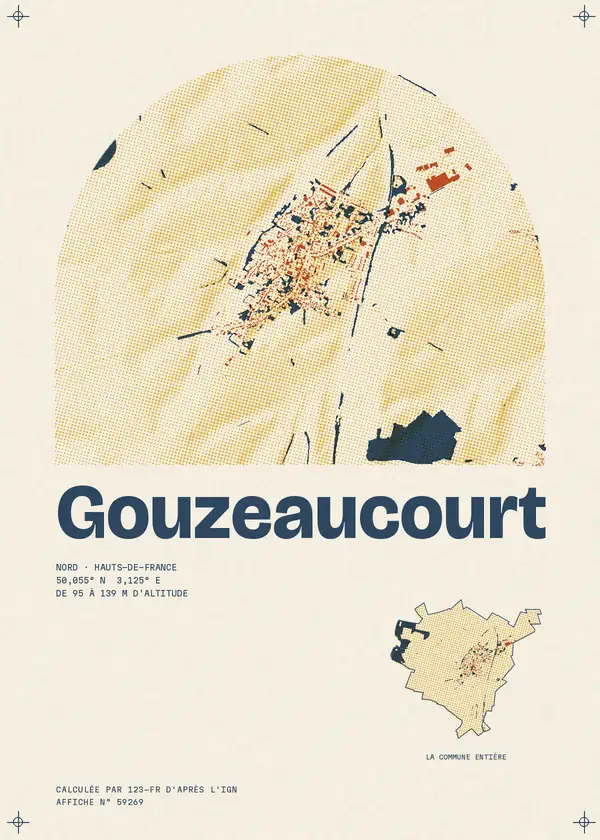 Affiche de Gouzeaucourt, calculée par 123-fr d'après l'IGN