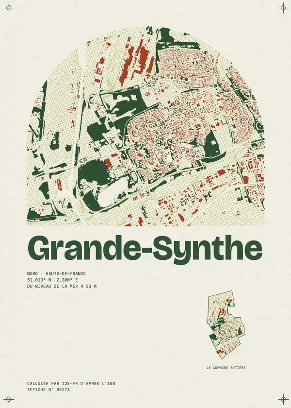 Affiche de Grande-Synthe, calculée par 123-fr d'après l'IGN