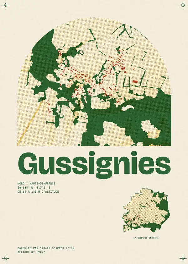 Affiche de Gussignies, calculée par 123-fr d'après l'IGN