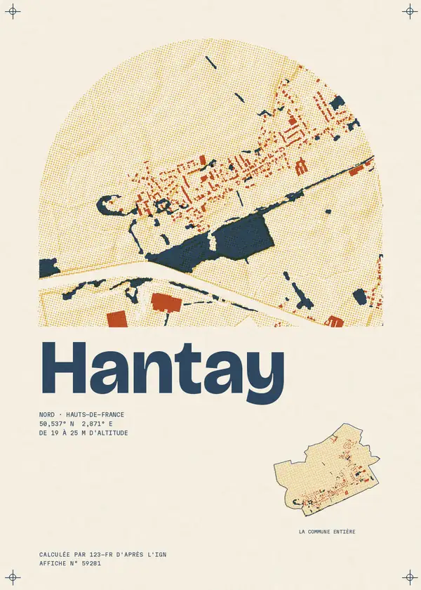 Affiche de Hantay, calculée par 123-fr d'après l'IGN