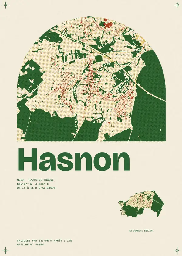 Affiche de Hasnon, calculée par 123-fr d'après l'IGN