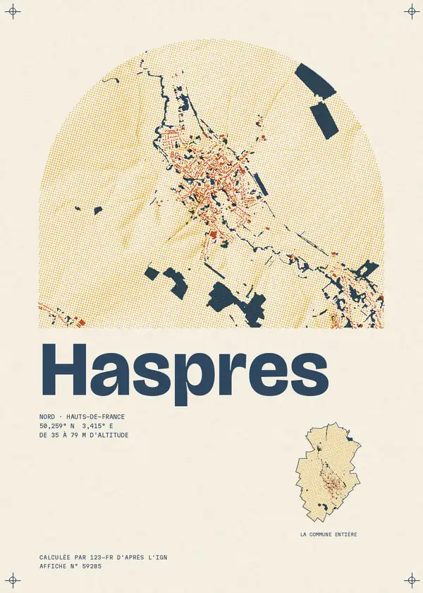 Affiche de Haspres, calculée par 123-fr d'après l'IGN