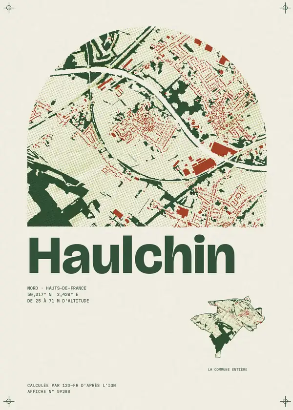 Affiche de Haulchin, calculée par 123-fr d'après l'IGN