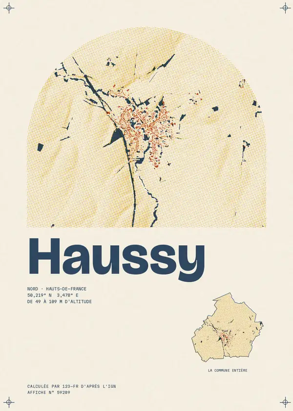 Affiche de Haussy, calculée par 123-fr d'après l'IGN
