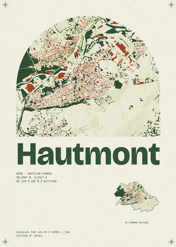Affiche de Hautmont, calculée par 123-fr d'après l'IGN