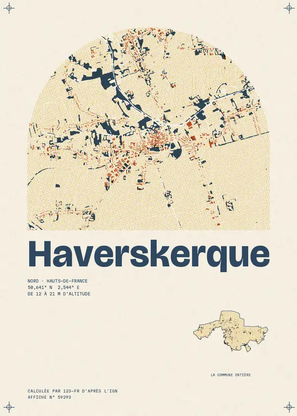 Affiche de Haverskerque, calculée par 123-fr d'après l'IGN