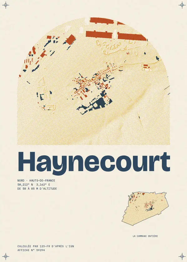 Affiche de Haynecourt, calculée par 123-fr d'après l'IGN