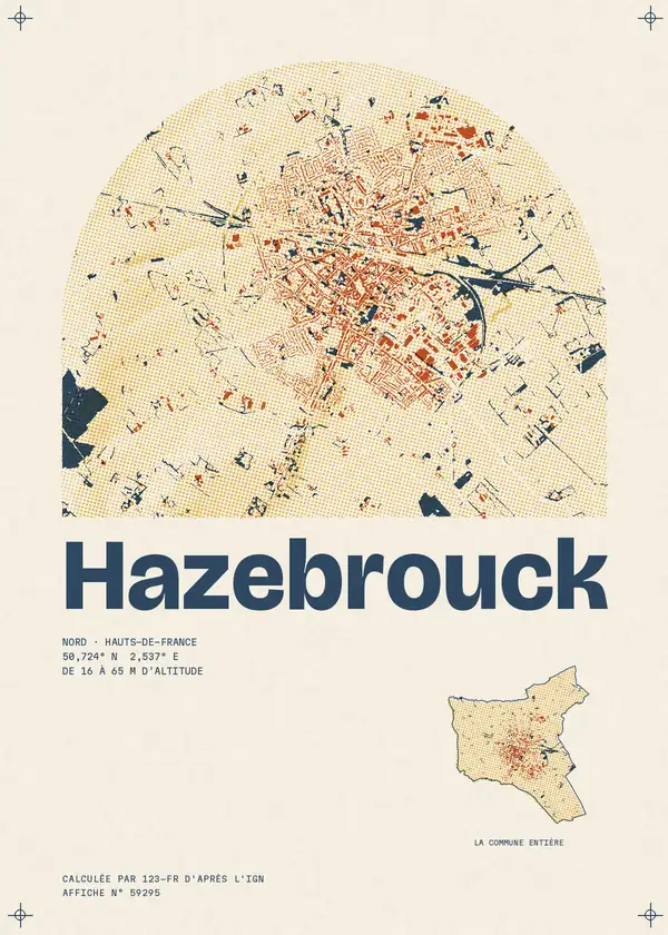 Affiche de Hazebrouck, calculée par 123-fr d'après l'IGN