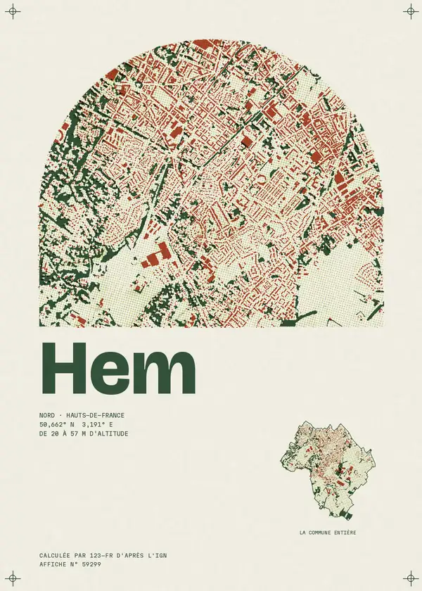 Affiche de Hem, calculée par 123-fr d'après l'IGN