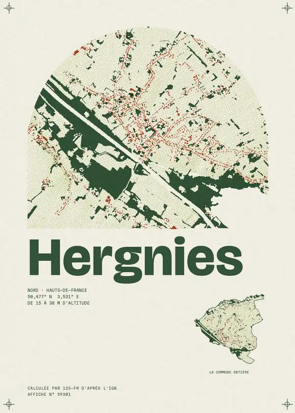 Affiche de Hergnies, calculée par 123-fr d'après l'IGN