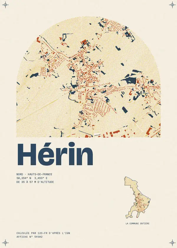 Affiche de Hérin, calculée par 123-fr d'après l'IGN