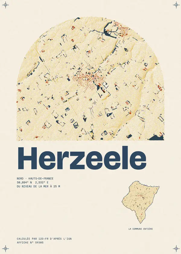 Affiche de Herzeele, calculée par 123-fr d'après l'IGN