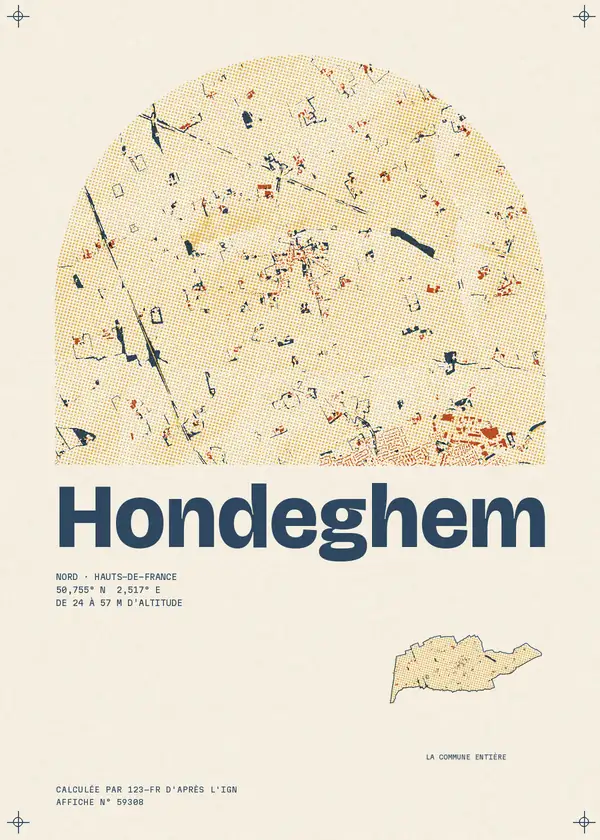 Affiche de Hondeghem, calculée par 123-fr d'après l'IGN