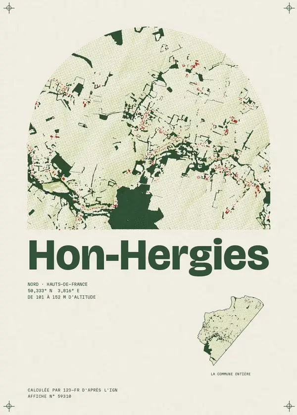 Affiche de Hon-Hergies, calculée par 123-fr d'après l'IGN