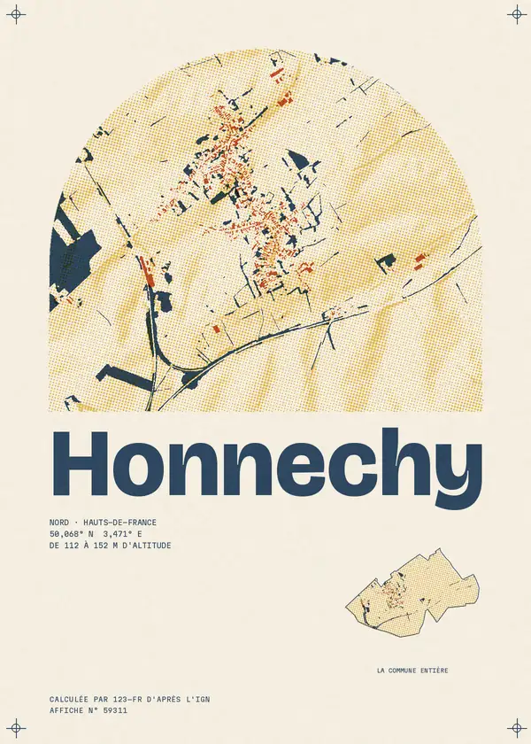 Affiche de Honnechy, calculée par 123-fr d'après l'IGN