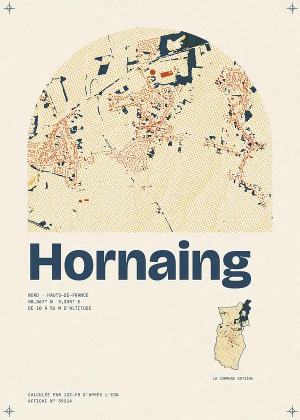 Affiche de Hornaing, calculée par 123-fr d'après l'IGN