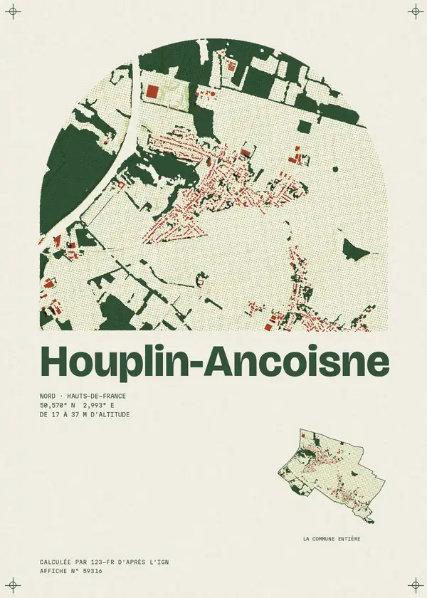 Affiche de Houplin-Ancoisne, calculée par 123-fr d'après l'IGN