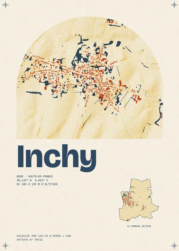 Affiche de Inchy, calculée par 123-fr d'après l'IGN