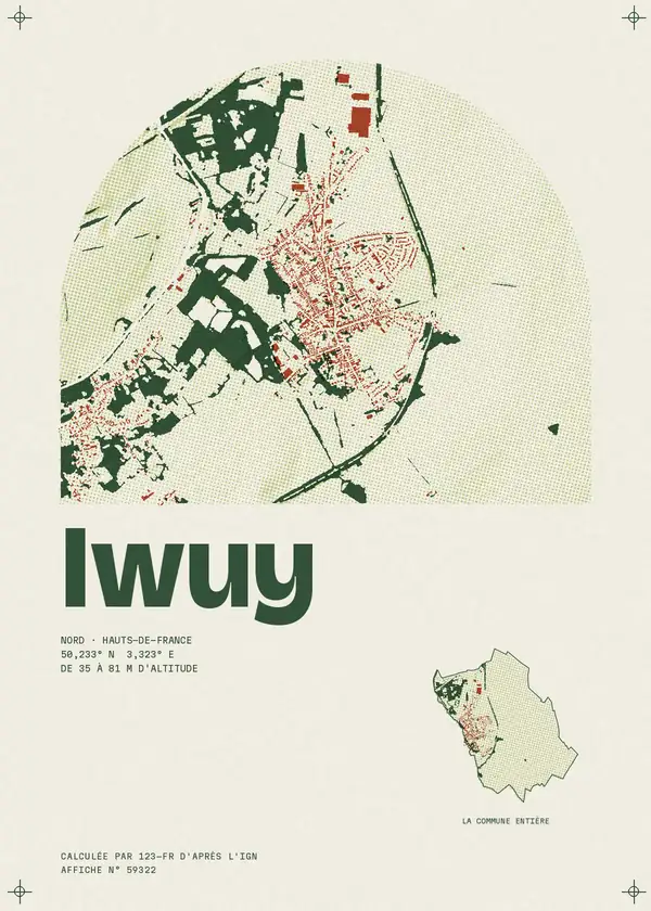 Affiche de Iwuy, calculée par 123-fr d'après l'IGN