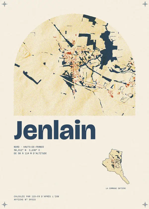 Affiche de Jenlain, calculée par 123-fr d'après l'IGN