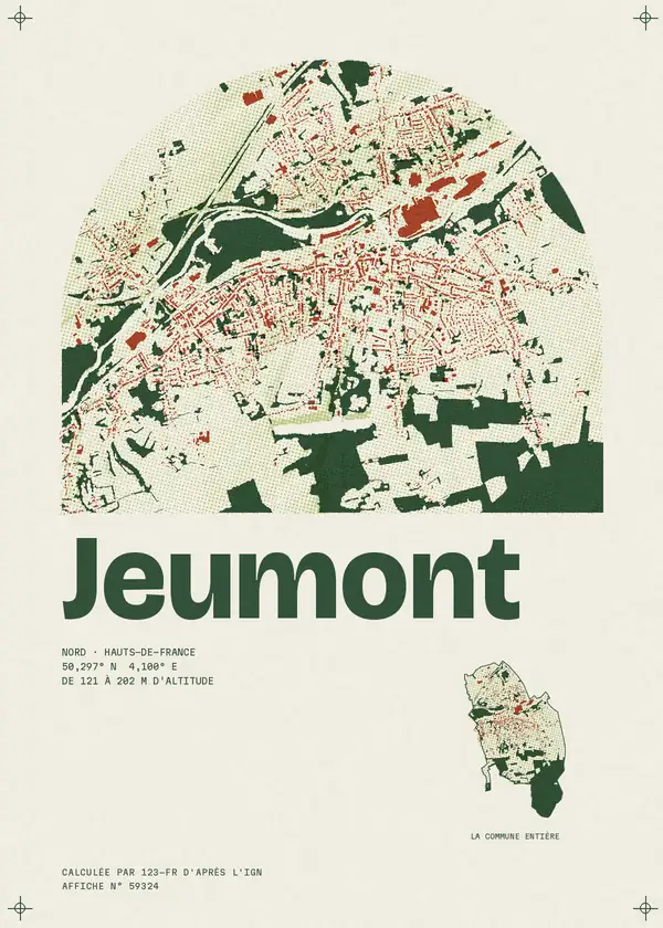 Affiche de Jeumont, calculée par 123-fr d'après l'IGN