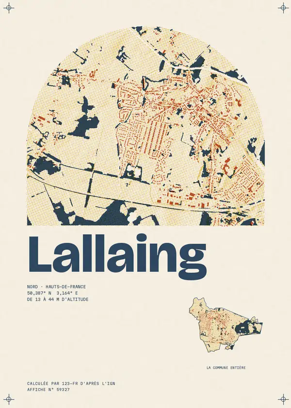 Affiche de Lallaing, calculée par 123-fr d'après l'IGN