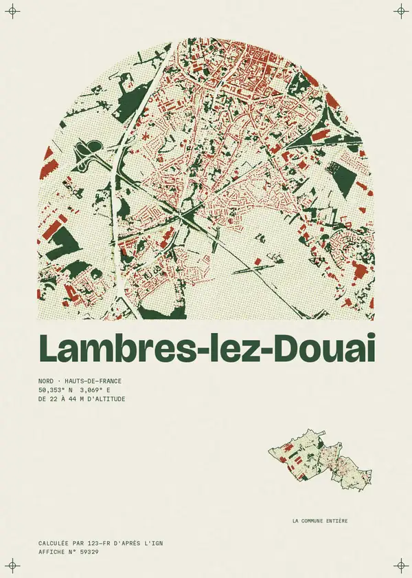 Affiche de Lambres-lez-Douai, calculée par 123-fr d'après l'IGN