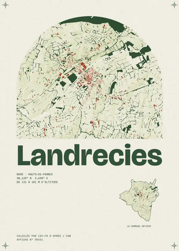 Affiche de Landrecies, calculée par 123-fr d'après l'IGN