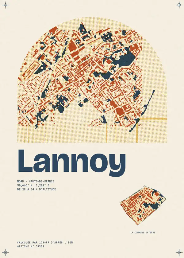 Affiche de Lannoy, calculée par 123-fr d'après l'IGN