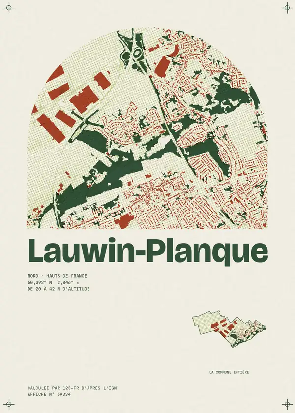 Affiche de Lauwin-Planque, calculée par 123-fr d'après l'IGN