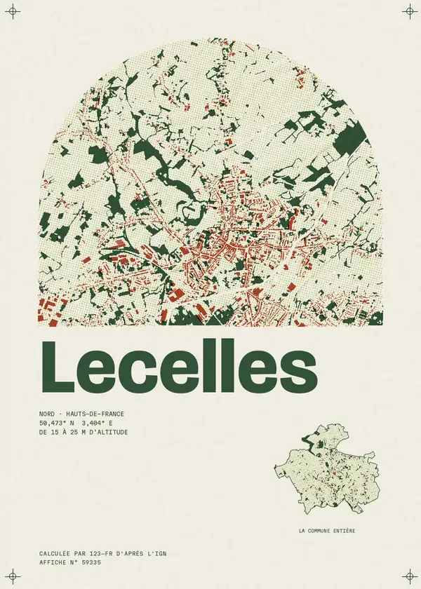 Affiche de Lecelles, calculée par 123-fr d'après l'IGN