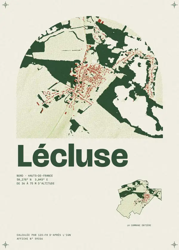 Affiche de Lécluse, calculée par 123-fr d'après l'IGN