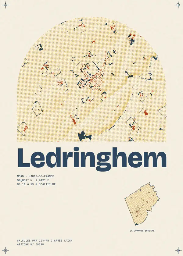 Affiche de Ledringhem, calculée par 123-fr d'après l'IGN