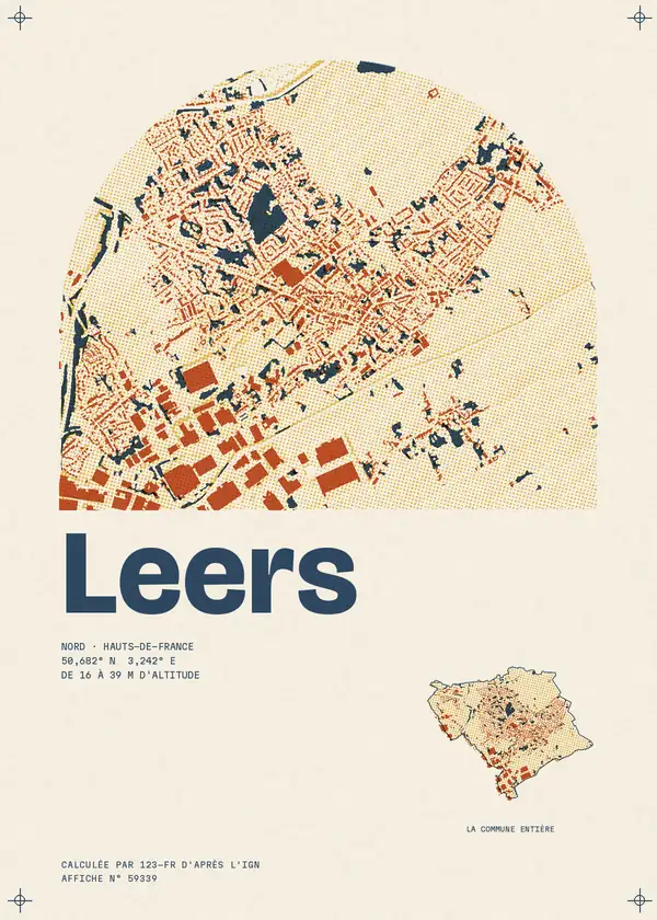 Affiche de Leers, calculée par 123-fr d'après l'IGN