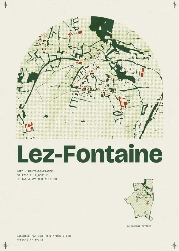 Affiche de Lez-Fontaine, calculée par 123-fr d'après l'IGN