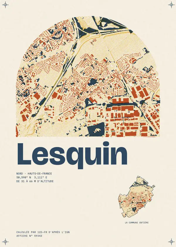Affiche de Lesquin, calculée par 123-fr d'après l'IGN