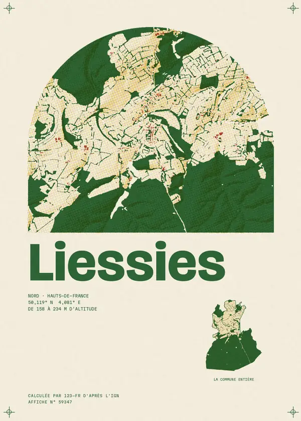 Affiche de Liessies, calculée par 123-fr d'après l'IGN