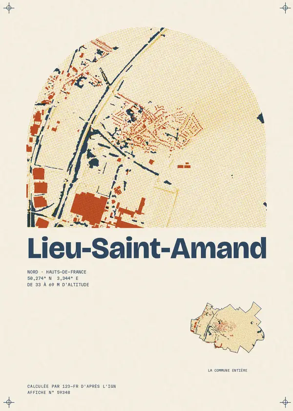 Affiche de Lieu-Saint-Amand, calculée par 123-fr d'après l'IGN