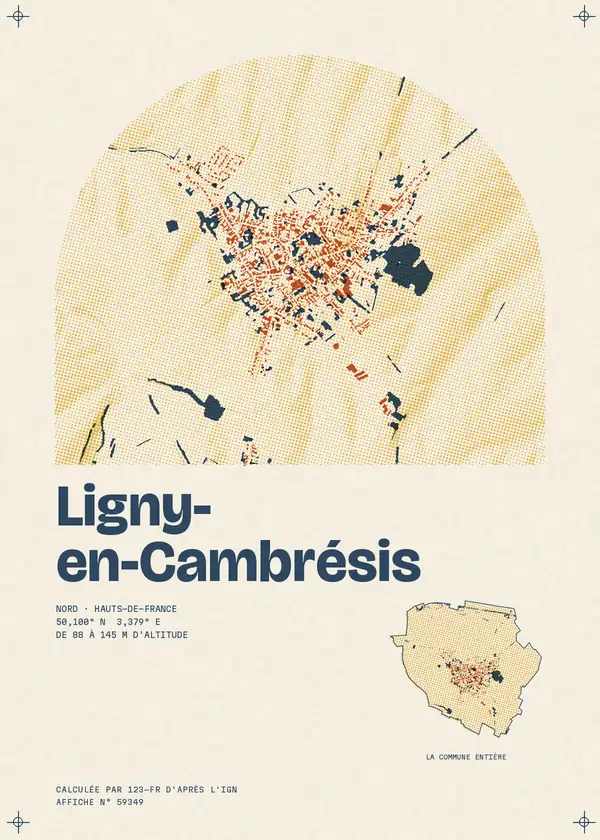 Affiche de Ligny-en-Cambrésis, calculée par 123-fr d'après l'IGN