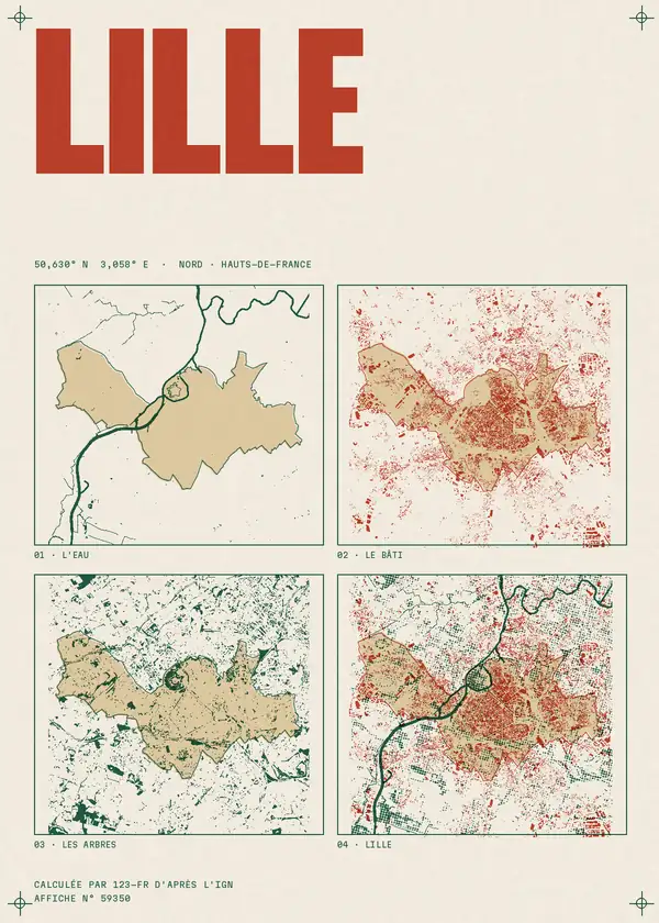 Affiche de Lille, calculée par 123-fr d'après l'IGN