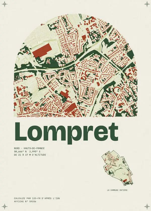 Affiche de Lompret, calculée par 123-fr d'après l'IGN