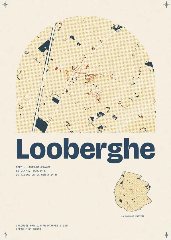 Affiche de Looberghe, calculée par 123-fr d'après l'IGN