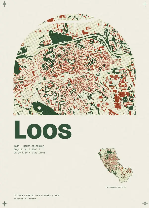 Affiche de Loos, calculée par 123-fr d'après l'IGN