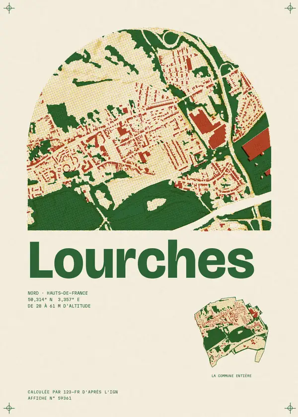 Affiche de Lourches, calculée par 123-fr d'après l'IGN