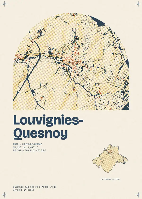 Affiche de Louvignies-Quesnoy, calculée par 123-fr d'après l'IGN
