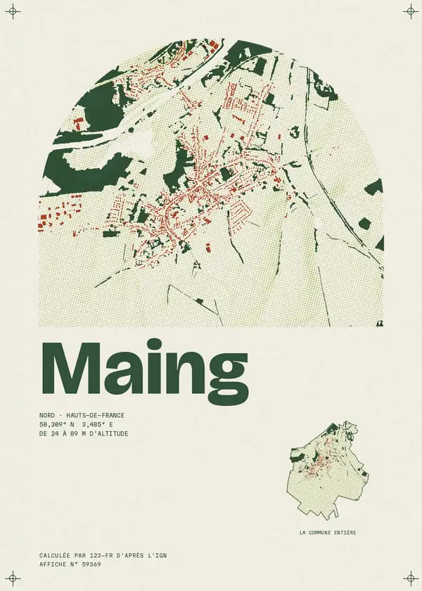 Affiche de Maing, calculée par 123-fr d'après l'IGN
