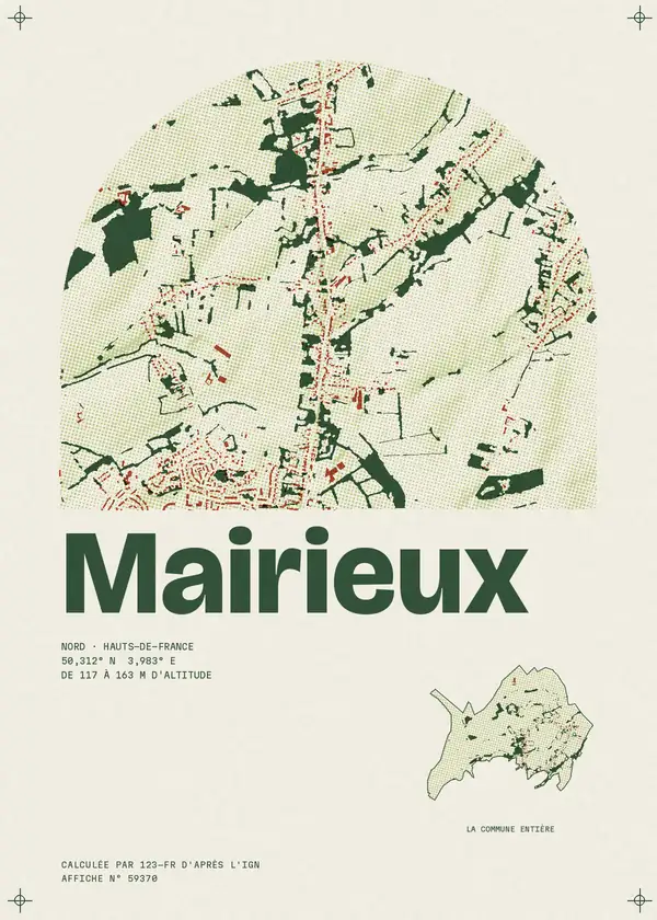 Affiche de Mairieux, calculée par 123-fr d'après l'IGN